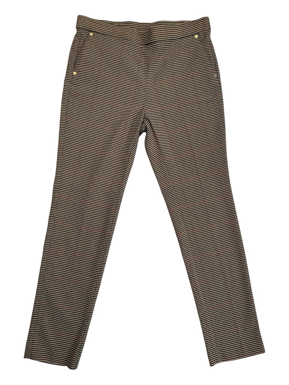 Anne Klein Pants, Slim Stretch Trousers, Pull-On, Tartan Plaid, Medium, NWOT